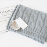 GRAN SASSO カシミアマフラー グレー/ブラウン グランサッソ｜Gran Sasso｜カシミヤニットマフラー｜ストール