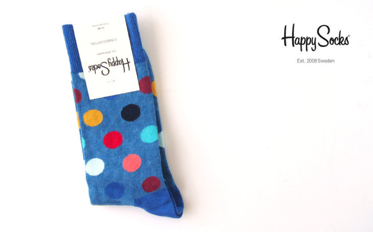 ハッピーソックス｜happy socks｜クルー丈カジュアルソックス｜ビッグドット柄｜BIG DOT SOCK｜ブルー　イメージ01