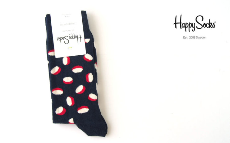 ハッピーソックス｜happy socks｜クルー丈カジュアルソックス｜60-5107｜ネイビー×ホワイト×レッド　イメージ01