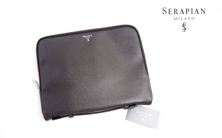 セラピアンミラノ｜Serapian Milano｜ハンドル付きクラッチバッグ｜タブレットケース｜SEVOEWLL6011-M26-A045｜ダークブラウン　イメージ01