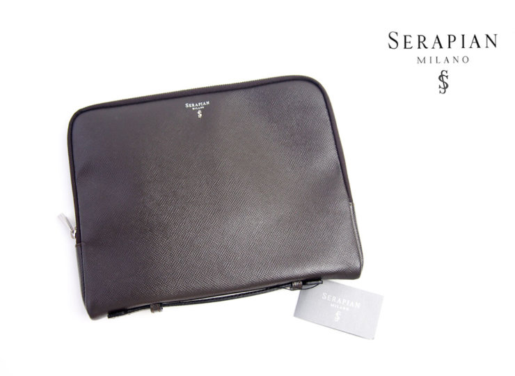 【Sold Out】セラピアンミラノ｜Serapian  Milano｜ハンドル付きクラッチバッグ｜タブレットケース｜SEVOEWLL6011-M26-A045｜ダークブラウン