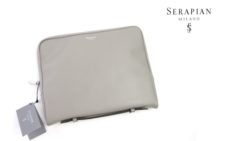 セラピアンミラノ｜Serapian Milano｜ハンドル付きクラッチバッグ｜タブレットケース｜SEVOEWLL6011-M26｜ライトグレイ　イメージ01