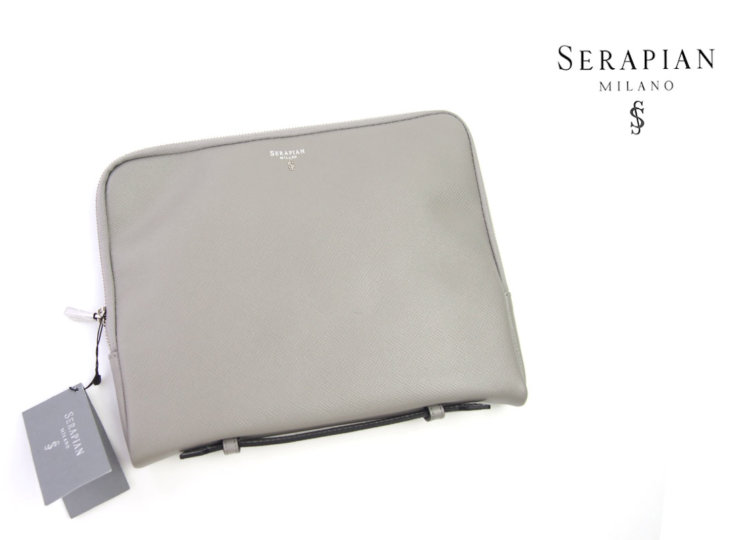 【Sold Out】セラピアンミラノ｜Serapian  Milano｜ハンドル付きクラッチバッグ｜タブレットケース｜SEVOEWLL6011-M26｜ライトグレイ