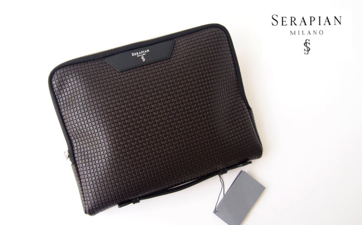 セラピアンミラノ｜Serapian Milano｜ハンドル付きクラッチバッグ｜タブレットケース｜PVC｜ブラウン×ブラックイメージ01