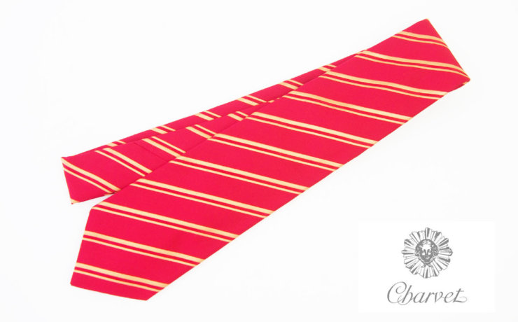 シャルベ｜CHARVET｜シルクジャガードタイ｜レジメンタル｜レッド　イメージ01