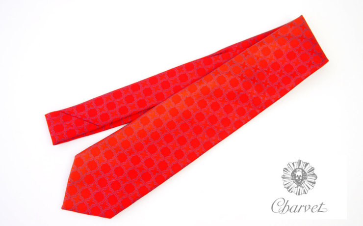 シャルベ｜CHARVET｜シルクジャガードタイ｜小紋柄｜レッド　イメージ01
