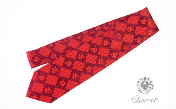 シャルベ｜CHARVET｜シルクジャガードタイ｜花柄｜レッド　イメージ01