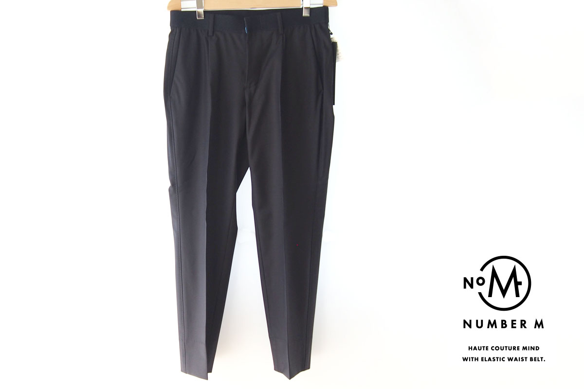 【Sold Out】ナンバーエム｜NUMBER M｜ウールナイロンストレッチソリッドパンツ｜46｜ネイビー