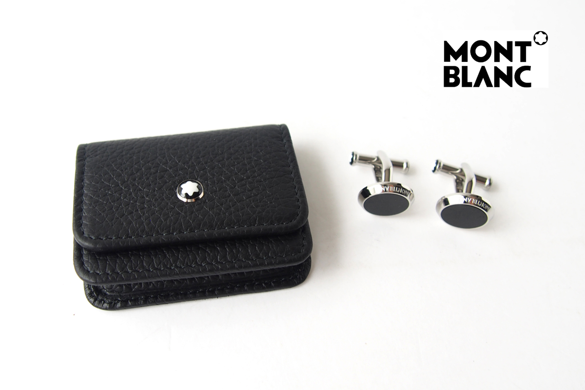 【Sold Out】モンブラン｜MONTBLANC｜ラウンドカフリンクス＋レザーポーチセット｜メンズアクセサリーセット