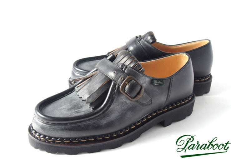 【Sold Out】パラブーツ｜Paraboot｜NYONS｜ニョン｜キルト付きストラップレザーシューズ｜ブラック