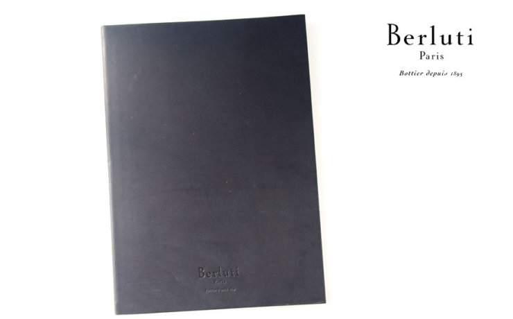 ベルルッティ｜Berluti｜稀少｜顧客限定｜非売品革表紙ノベルティノート｜手書きアート入り｜ブラックイメージ01