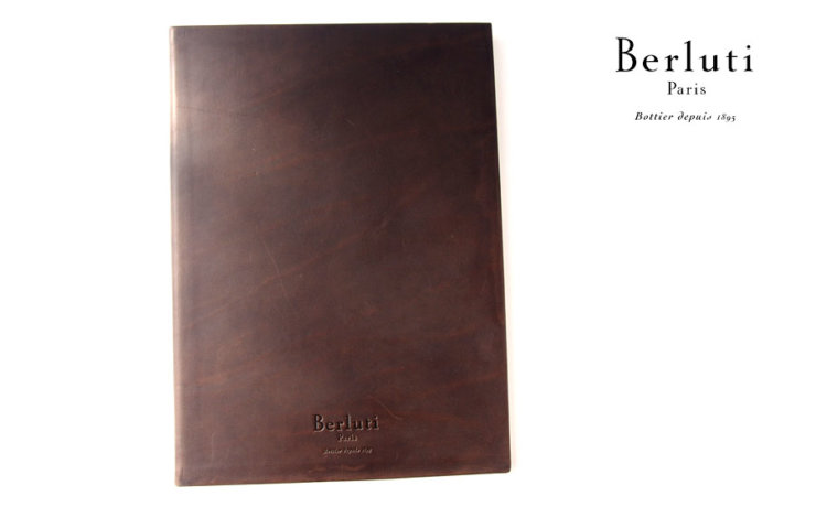 ベルルッティ｜Berluti｜稀少｜顧客限定｜非売品革表紙ノベルティノート｜手書きアート入り｜ブラウンイメージ01