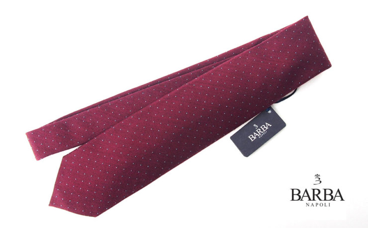 バルバ｜BARBA｜ウール×シルクドット柄ネクタイ｜ボルドーイメージ01