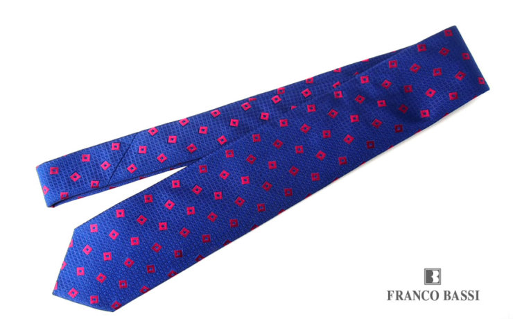 フランコバッシ｜Franco Bassi｜小紋柄シルクネクタイ｜ブルーイメージ01