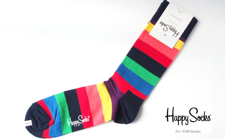 ハッピーソックス｜happy socks｜クルー丈カジュアルソックス｜ボーダー柄ソックス｜マルチ｜60-5081イメージ01