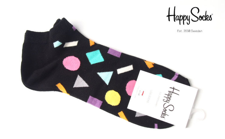 ハッピーソックス｜happy socks｜ショート丈スニーカーソックス｜オブジェクト柄ソックス｜ブラック｜60-5311イメージ01