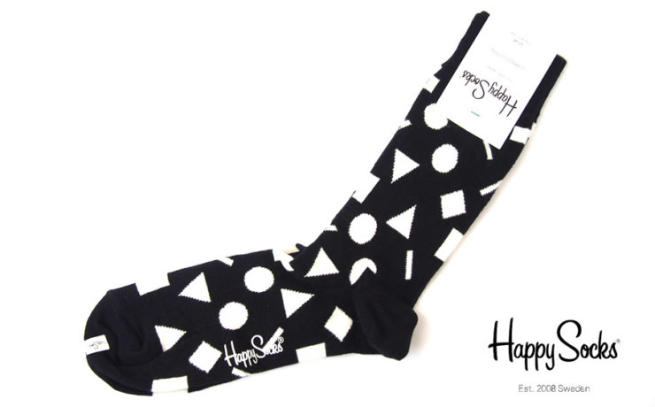 ハッピーソックス｜happy socks｜クルー丈カジュアルソックス｜ビッグハウンドトゥース柄ソックス｜モノトーン｜60-5086イメージ01