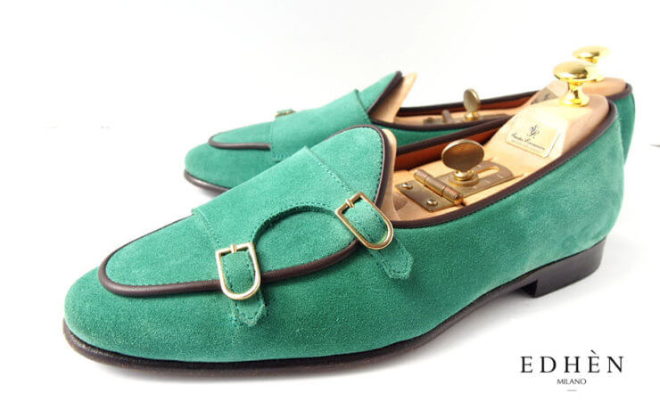 エデン｜EDHEN MILANO｜ダブルモンクストラップスリッポン｜スエード｜BRERA｜39｜5｜グリーンイメージ01