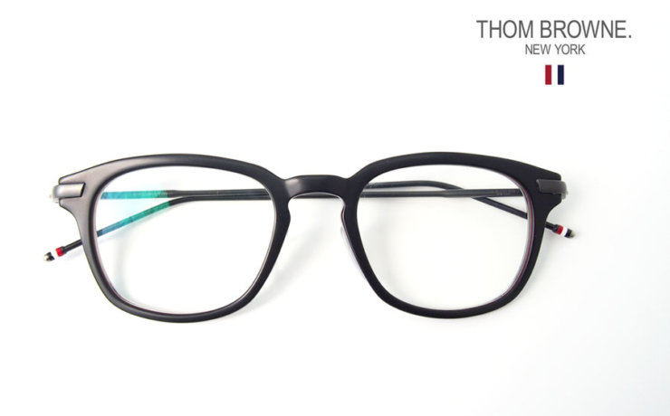 トムブラウン｜THOM BROWNE NEW YORK｜ウェリントン型メガネフレーム｜アイウェア｜TB-704-C-BLK-BLK-49イメージ01