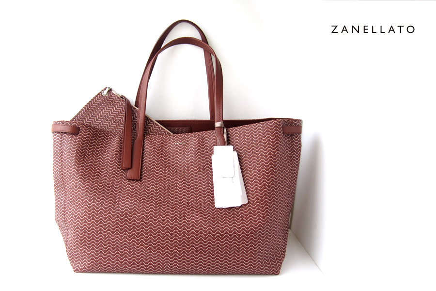 【Sold Out】ザネラート｜ZANELLATO｜ポーチ付きブランディーンPVCキャンバストートバッグ DUO｜CARRUBA