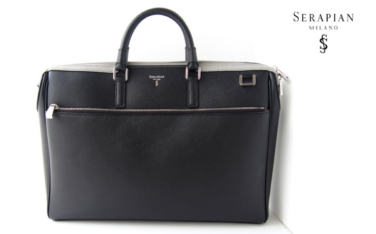 セラピアンミラノ｜Serapian Milano｜2WAYオレッキアブリーフケース｜コンピュータケース｜SEVOEWLL6198-M38-AC37｜バイカラー｜ブラックイメージ01