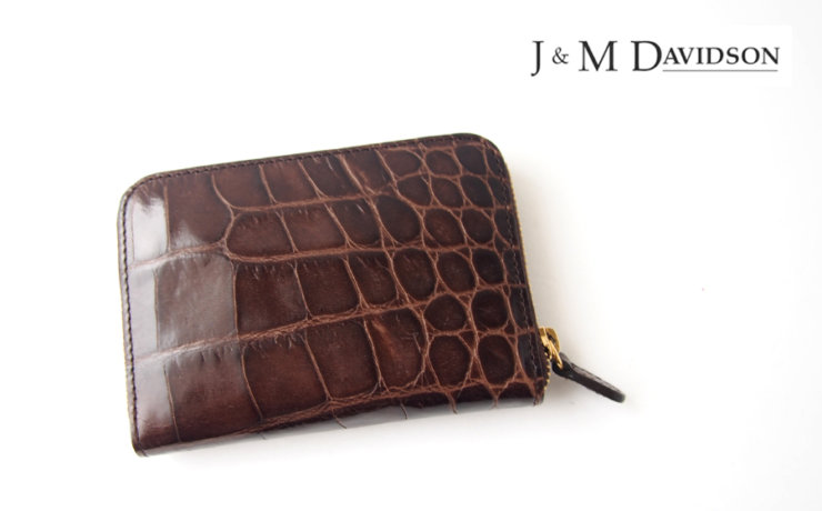 ジェイアンドエムデヴィッドソン｜J&M Davidson｜クロコ型押しラウンドファスナーカード&コインケース｜ブラウンイメージ01