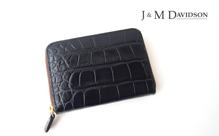 ジェイアンドエムデヴィッドソン｜J&M Davidson｜クロコ型押しラウンドファスナーカード&コインケース｜ネイビーイメージ01
