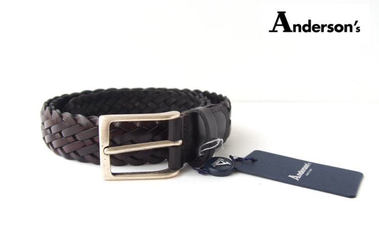 アンダーソンズ｜Anderson's｜レザーメッシュベルト｜ブラウン｜85イメージ01