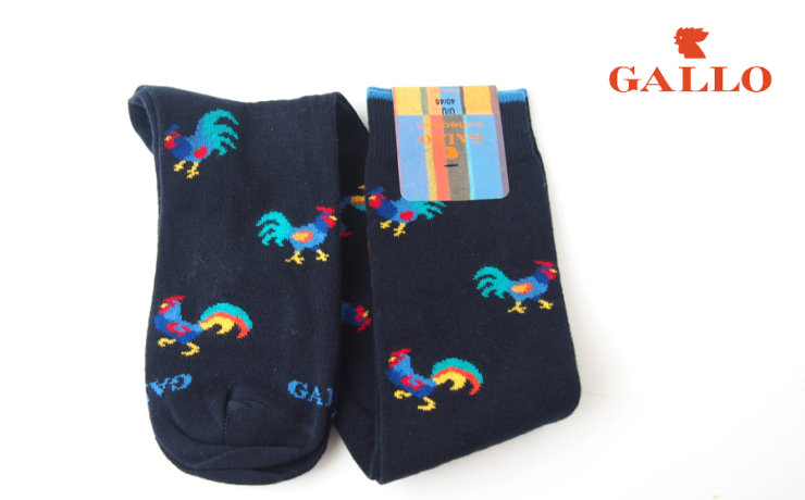 ガッロ｜GALLO｜ロングホース ソックス｜GAM799173｜にわとり柄｜ネイビーイメージ01