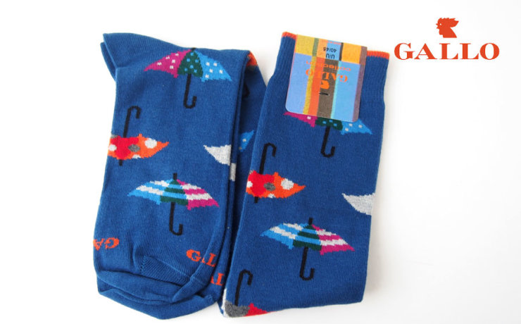 ガッロ｜GALLO｜ロングホース ソックス｜GAM798636｜アンブレラ柄｜ブルーイメージ01