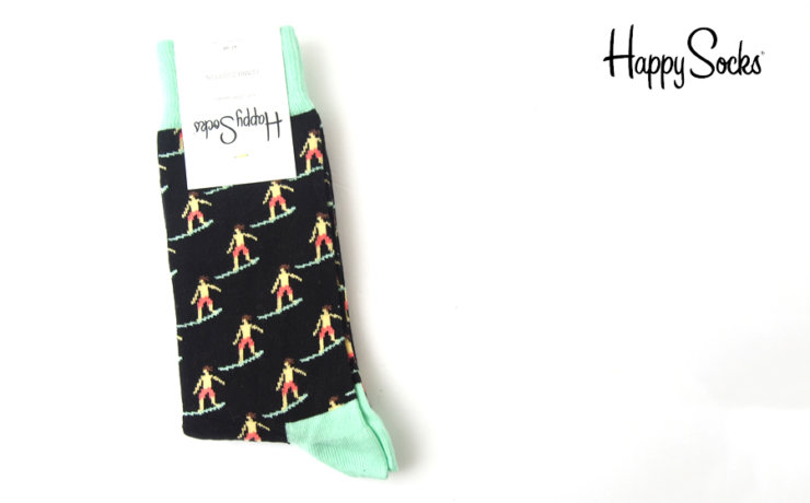ハッピーソックス｜happy socks｜クルー丈カジュアルソックス｜サーファーソック｜Surfer Sock｜ブラックイメージ01