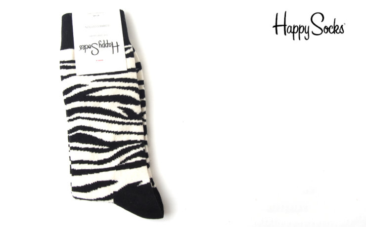 ハッピーソックス｜happy socks｜クルー丈カジュアルソックス｜ゼブラ｜Zebra｜モノトーンイメージ01