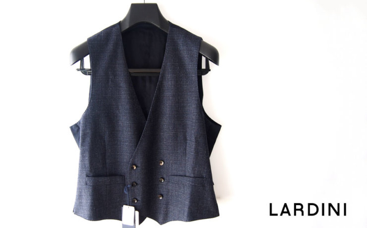 ラルディーニ｜LARDINI｜ウールフランネルダブルベスト｜ジレ｜48｜ネイビーイメージ01