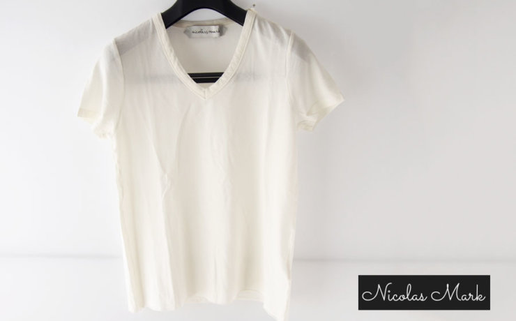 ニコラス＆マーク｜Nicolas & Mark｜Vネック半袖Tシャツ｜M｜アイボリーイメージ01