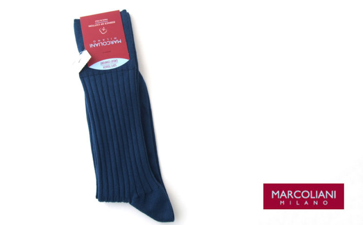 マリコリアーニ｜marcoliani｜クルー丈リブソックス｜Essence of Cotton｜The dress code｜ブルーイメージ01