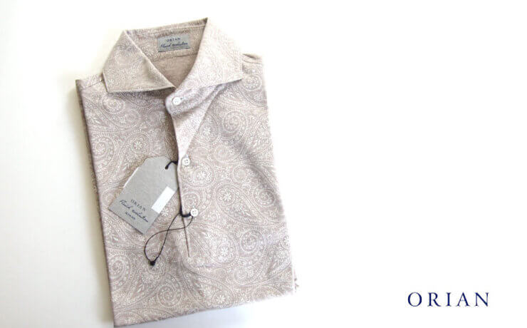 オリアン｜ORIAN｜鹿の子半袖ポロシャツ｜Mot791｜ペイズリー柄入り｜グレイ｜Sイメージ01