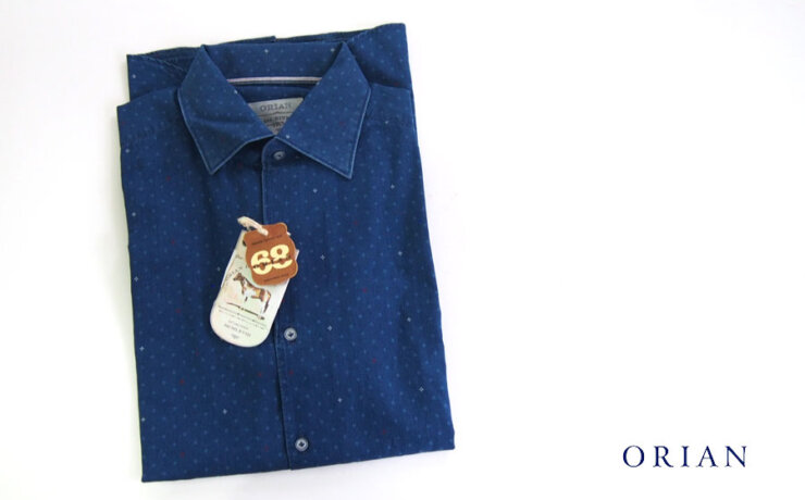 オリアン｜ORIAN｜シャンブレー小紋柄プリントシャツ｜デニムディヴィジョン｜SLIM FIT｜0D14｜Mイメージ01