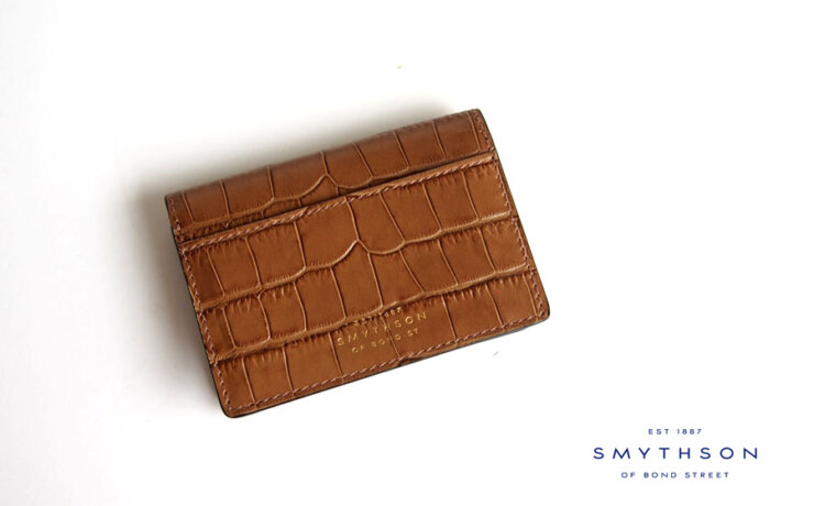 スマイソン｜SMYTHSON｜MARA COLLECTION｜フラットカードホルダー｜クロコ型押しカーフレザーイメージ01