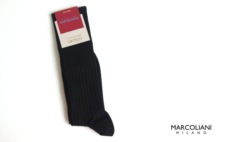 マリコリアーニ｜marcoliani｜クルー丈リブソックス｜Essence of Cotton｜The dress code｜Blackイメージ01