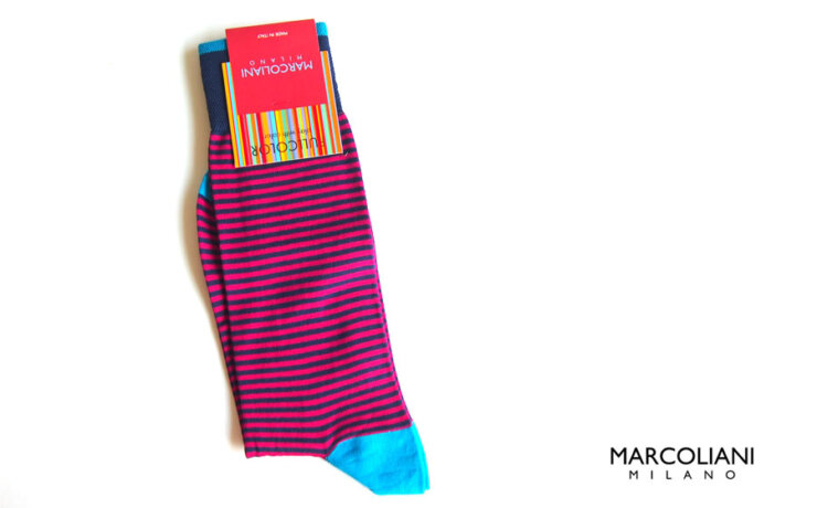 マリコリアーニ｜marcoliani｜ピマコットンクルー丈ボーダーソックス｜Palio Stripe｜033 Fuchsiaイメージ01
