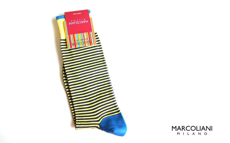 マリコリアーニ｜marcoliani｜ピマコットンクルー丈ボーダーソックス｜Palio Stripe｜266 Lemon yellowイメージ01
