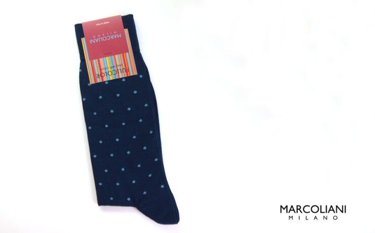マリコリアーニ｜marcoliani｜クルー丈ピマコットンドット柄ソックス｜Polka dots 227 Oceanイメージ01