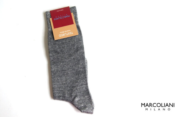 マリコリアーニ｜marcoliani｜クルー丈ソリッドソックス｜Pique｜Flannel greyイメージ01