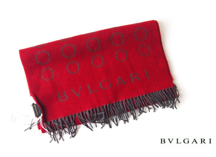 【Sold Out】ブルガリ｜BVLGARI｜シルク100％マフラー｜OCTO DEGRADE｜SILK ROMAN GARNET