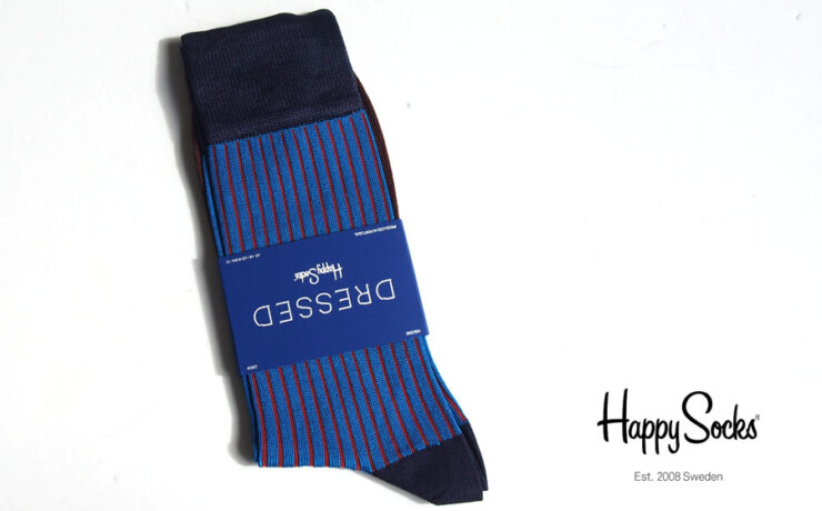 ハッピーソックス｜happy socks｜クルー丈ソックス｜Dressed Stripe Rib Sock｜43-48イメージ01