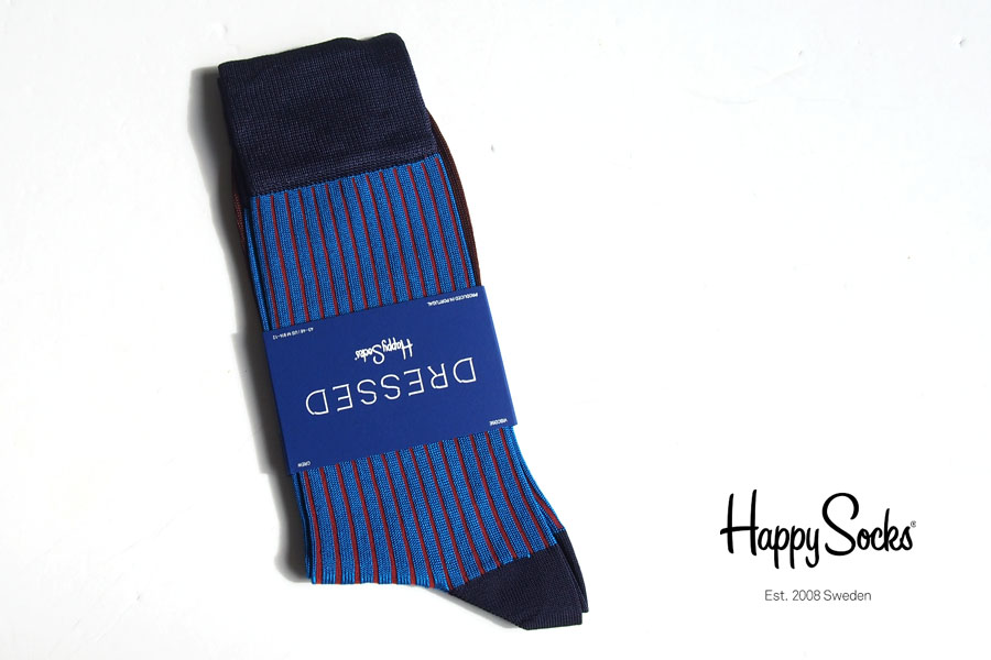 ハッピーソックス｜happy socks｜クルー丈ソックス｜Dressed Stripe Rib Sock｜43-48イメージ01