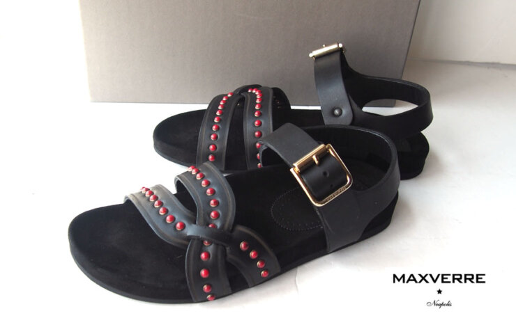 マックスヴェッレ｜MAXVERRE｜レザーサンダル｜MV954｜BARENIA BLACK STONE CORAL｜39イメージ01