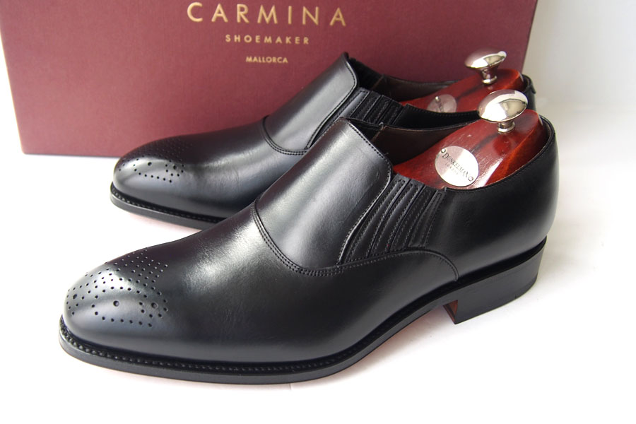 良品✨CARMINA ブラック サイドエラスティックシューズ UK6.5 革靴-