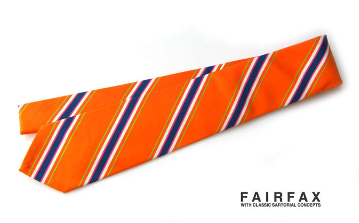 フェアファックス｜FAIRFAX｜ストライプ柄シルクネクタイ｜オレンジイメージ01