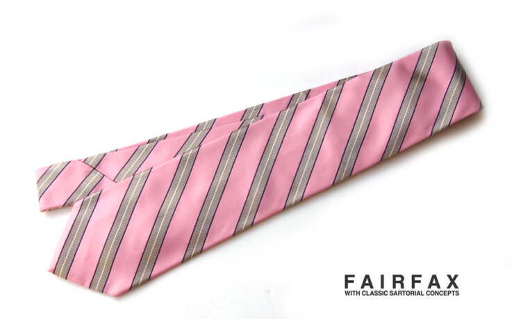 フェアファックス｜FAIRFAX｜ストライプ柄シルクネクタイ｜ピンクイメージ01